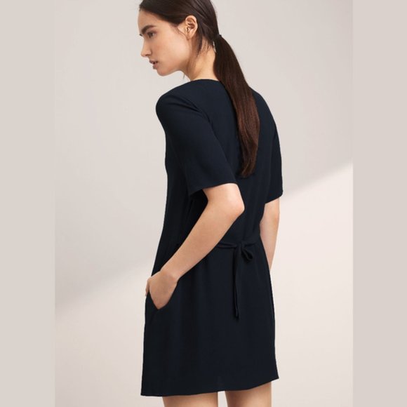 [SOLD] Aritzia Wilfred Ronja Dress Black Short Sleeve Tie - Picture 2 of 7